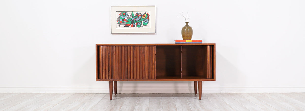 Milo Baughman Low Profile Tambour-Door Credenza for Glenn of California