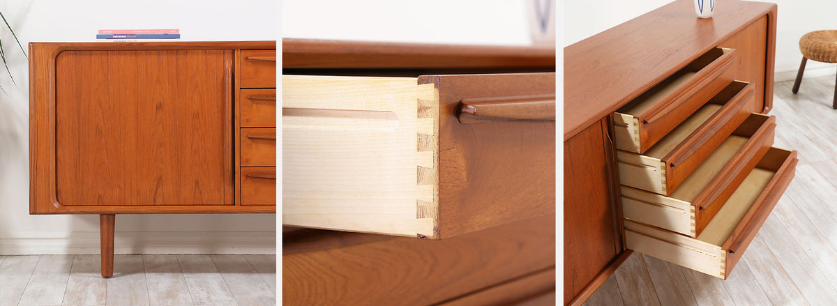 Danish Modern Tambour-Door Teak Credenza by Bernhard Pedersen and Son
