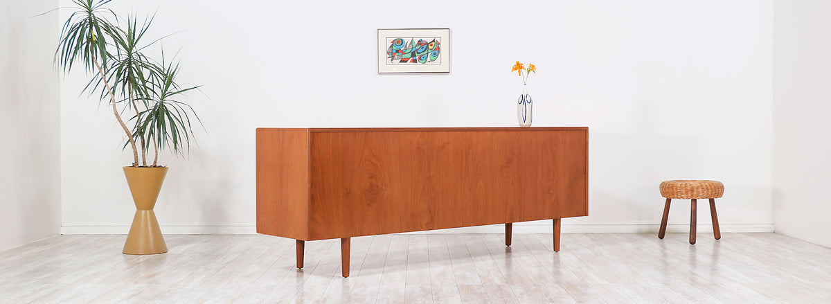 Danish Modern Tambour-Door Teak Credenza by Bernhard Pedersen and Son