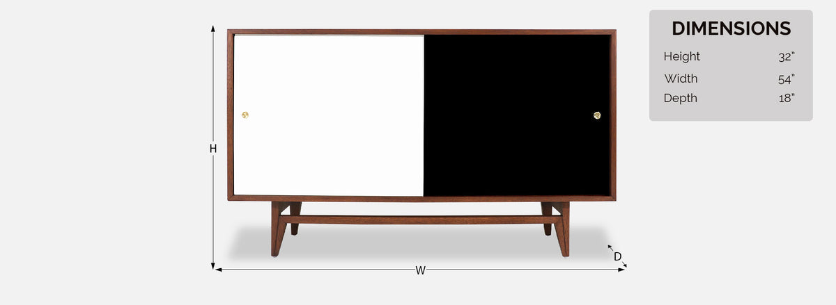 John Keal Multi-Color Credenza with Reversible Doors for Brown Saltman