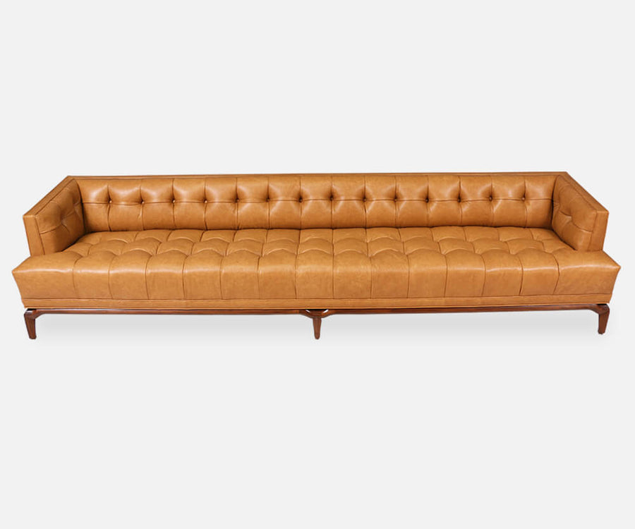 10 Foot Biscuit-Tufted Leather Sofa by Maurice Bailey for Monteverdi-Young