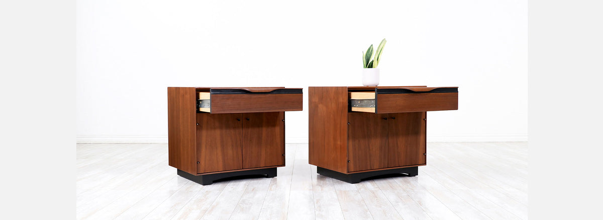 California Modern Walnut Night Stands by John Kapel