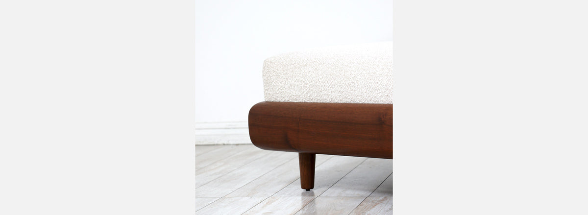 Adrian Pearsall "Boomerang" Walnut & Boucle Tweed Sofa for Craft Associates