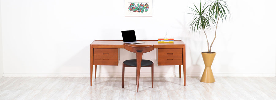 Erik Riisager Hansen Executive Teak Desk for Haslev Møbelsnedkeri