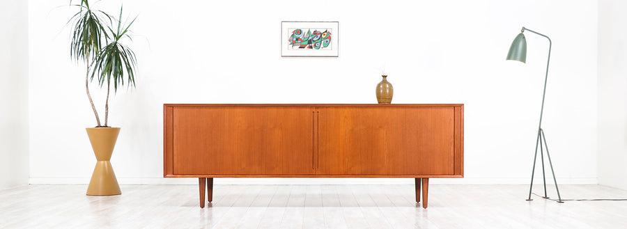 Danish Modern Tambour-Door Teak Credenza by Aksel Kjersgaard