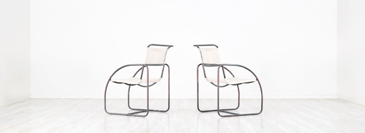 Kipp Stewart Tubular Bronze Armchairs for Terra