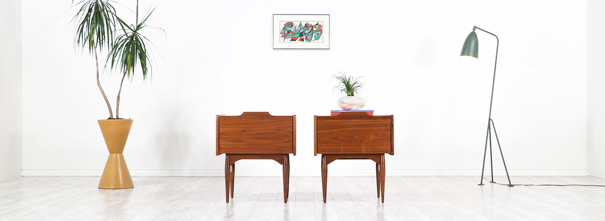 John Caldwell Walnut Night Stands for Brown & Saltman