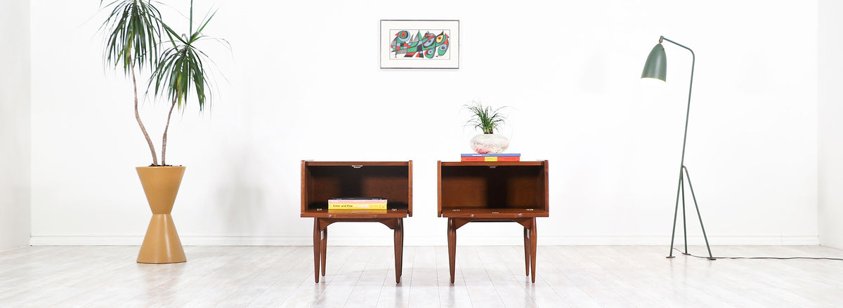 John Caldwell Walnut Night Stands for Brown & Saltman