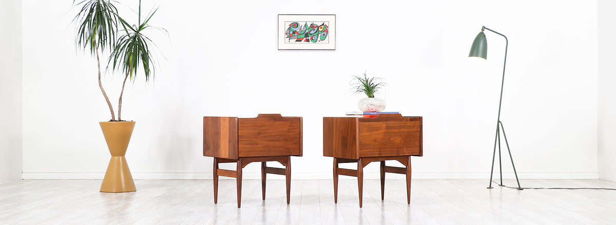 John Caldwell Walnut Night Stands for Brown & Saltman