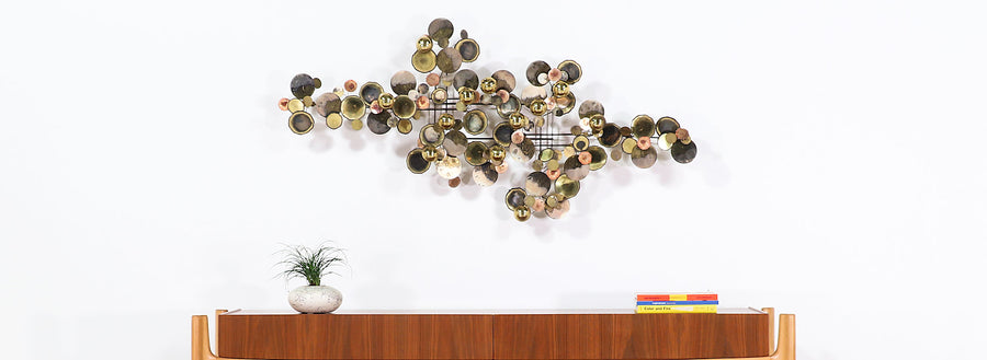 Large Curtis Jere "Raindrop" Brass Wall Sculpture for Artisan House