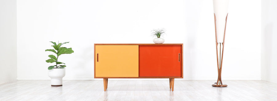 Danish Modern Teak & Lacquered Credenza by Carlo Jensen for Hundevad & Co.