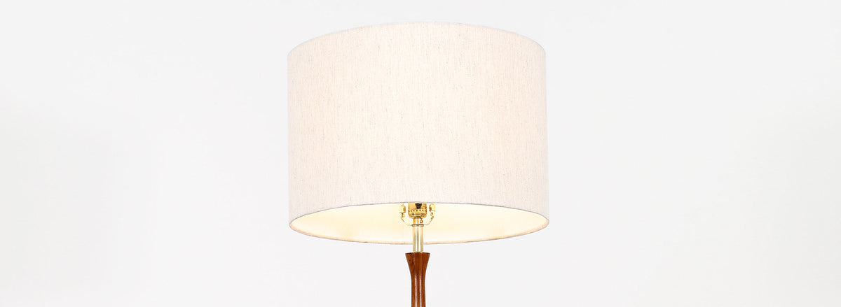 Mid-Century Modern Walnut Floor Lamp with Side Table by Laurel