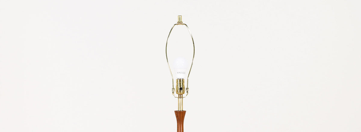 Mid-Century Modern Walnut Floor Lamp with Side Table by Laurel