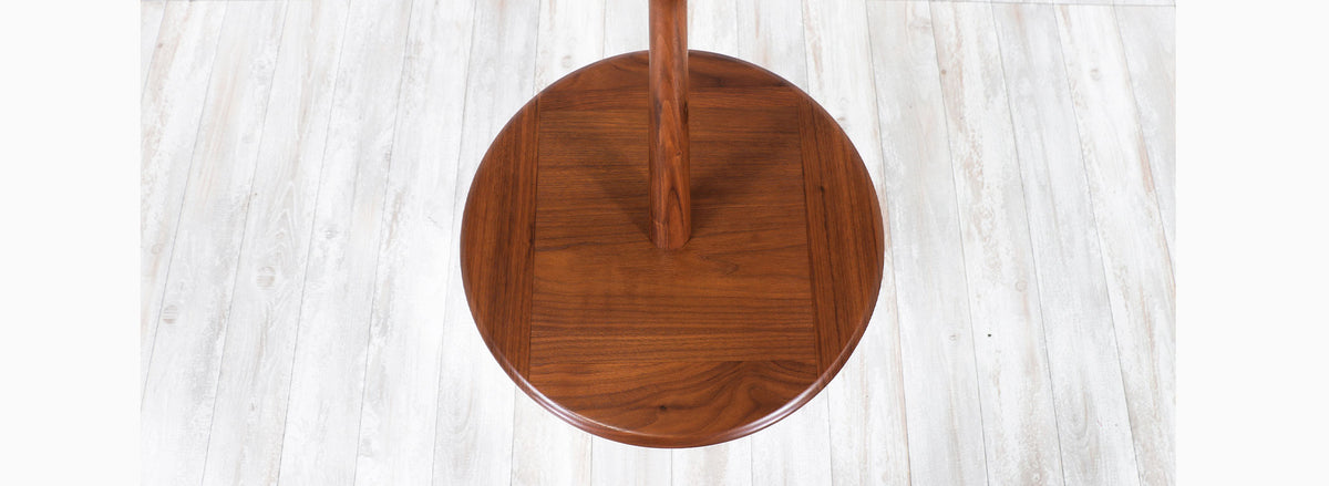 Mid-Century Modern Walnut Floor Lamp with Side Table by Laurel