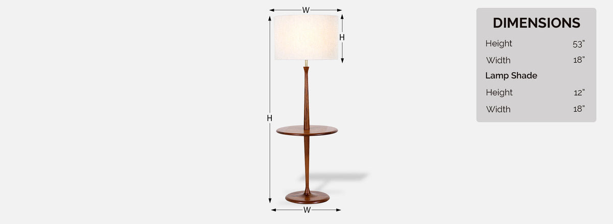 Mid-Century Modern Walnut Floor Lamp with Side Table by Laurel
