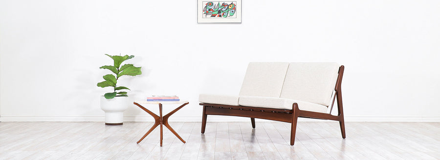 Ib Kofod-Larsen Armless Love Seat Sofa for Selig