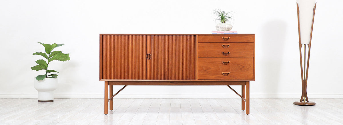 Peter Hvidt & Orla Mølgaard-Nielsen Tambour-Door Credenza for Søborg Møbelfabrik