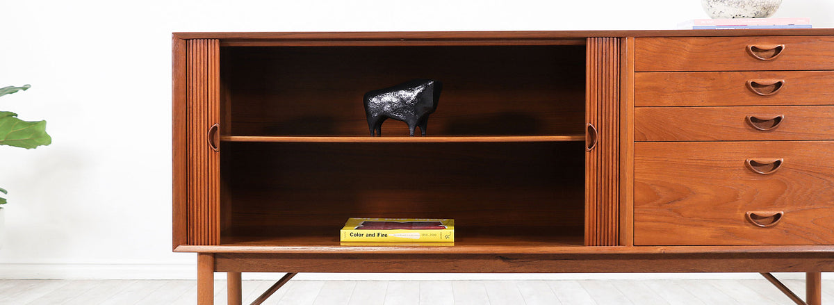 Peter Hvidt & Orla Mølgaard-Nielsen Tambour-Door Credenza for Søborg Møbelfabrik