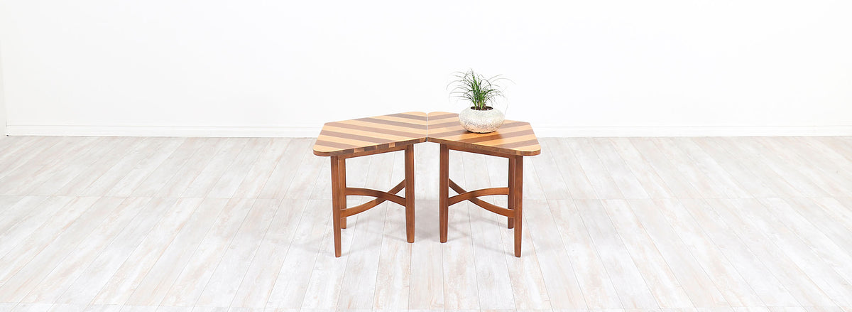 Barney Flagg "Parallel" Multi-Wood Side Tables for Drexel