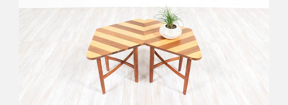 Barney Flagg "Parallel" Multi-Wood Side Tables for Drexel