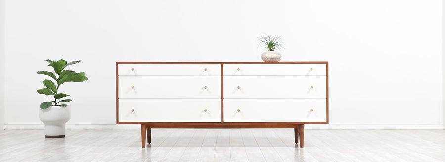 Milo Baughman Two-Tone Walnut & Lacquered Dresser for Glenn of California