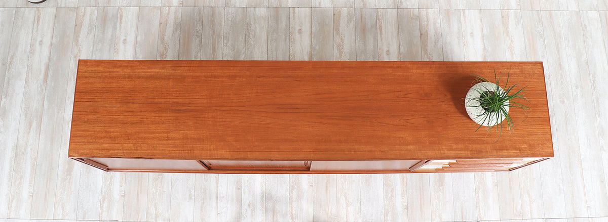 Danish Modern Teak Credenza with Multi-Color Lacquered Drawers
