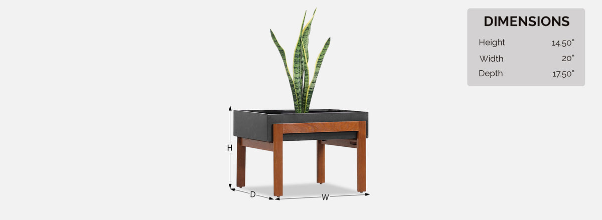 Danish Modern Teak Planter with Floating Metal Tray