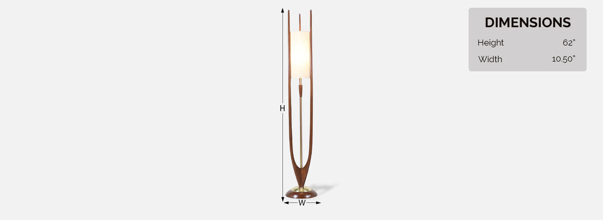 Mid-Century Modern Sculpted Walnut Floor Lamp by Modeline 9