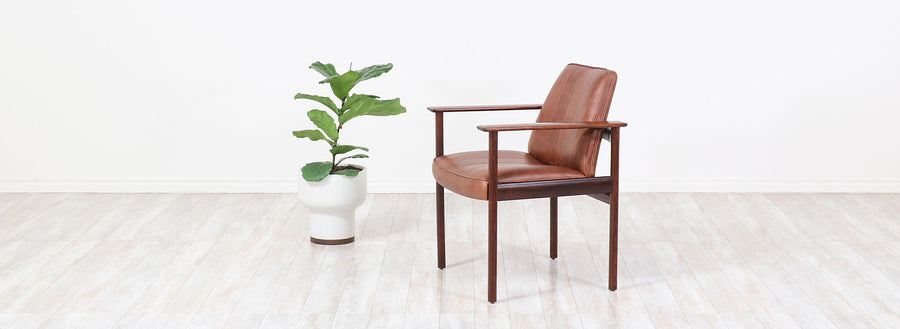Sven Ivar Dysthe Model-496 Rosewood & Leather Armchair for Dokka Møbler