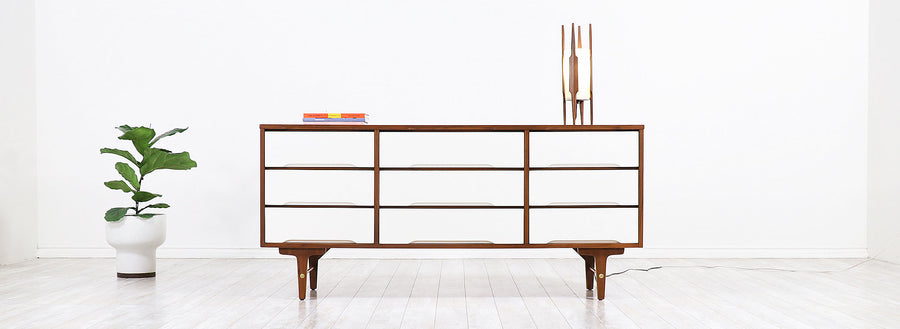 Mid-Century Modern Two-Tone Lacquered & Walnut Dresser