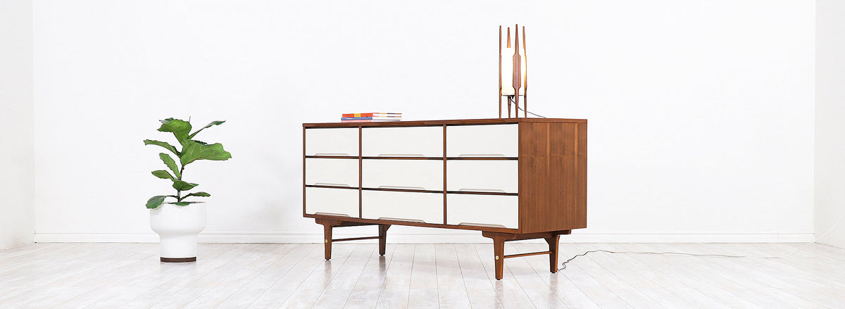 Mid-Century Modern Two-Tone Lacquered & Walnut Dresser