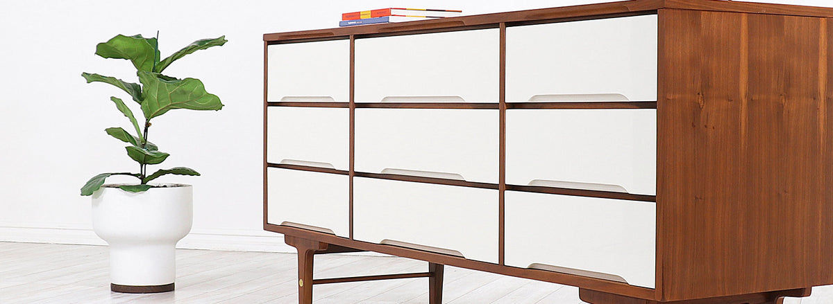 Mid-Century Modern Two-Tone Lacquered & Walnut Dresser