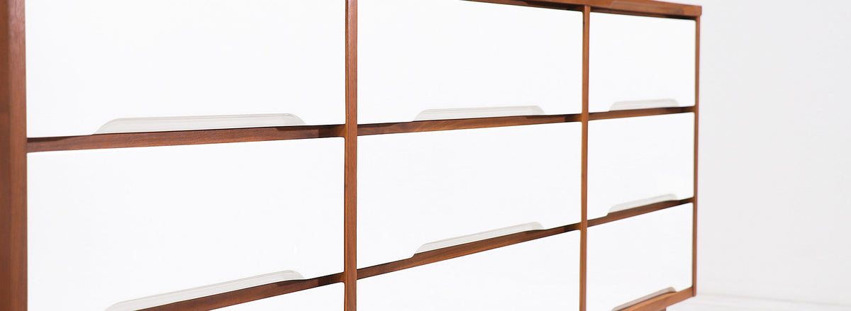 Mid-Century Modern Two-Tone Lacquered & Walnut Dresser