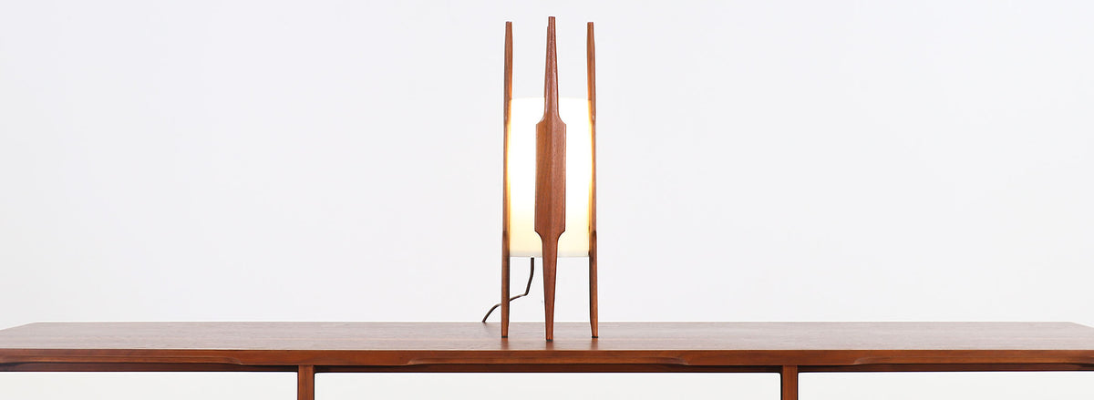 Mid-Century Petite Sculpted Walnut Table Lamp
