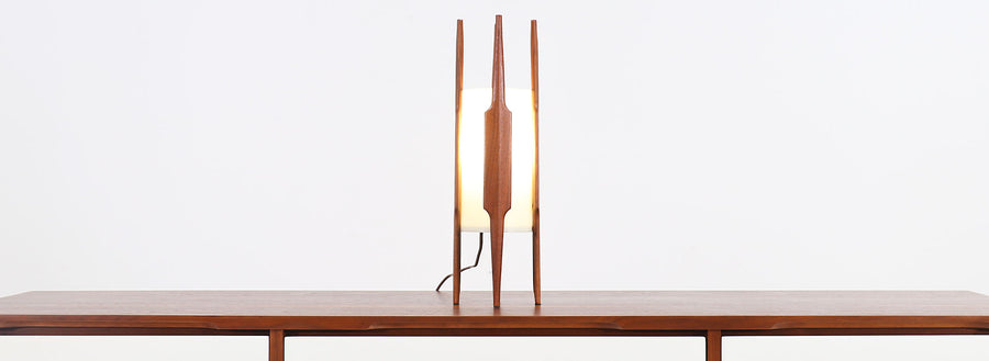 Mid-Century Petite Sculpted Walnut Table Lamp