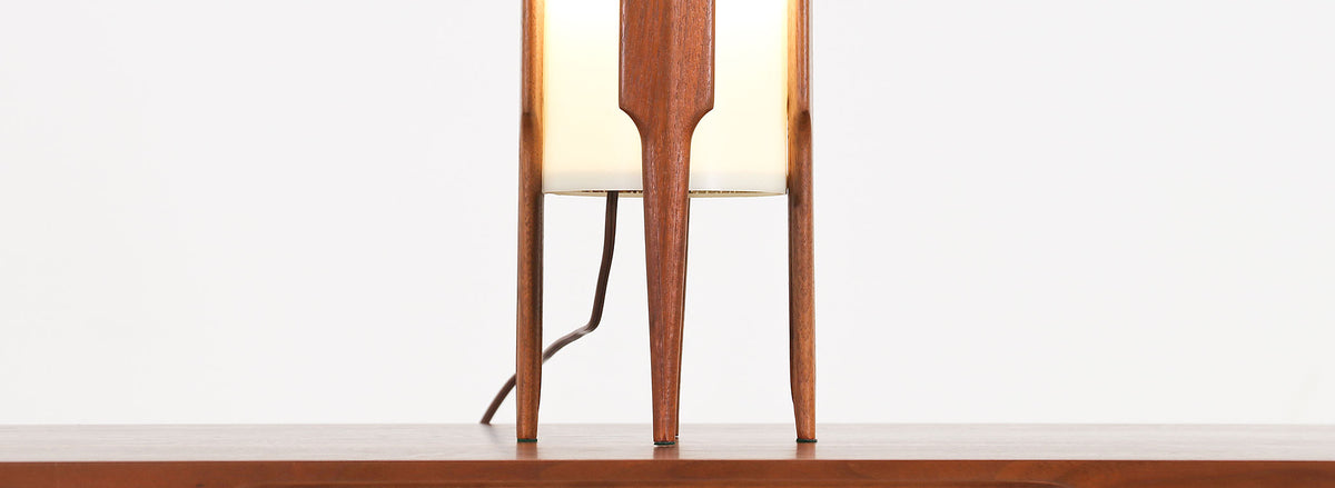 Mid-Century Petite Sculpted Walnut Table Lamp