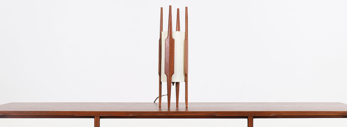Mid-Century Petite Sculpted Walnut Table Lamp