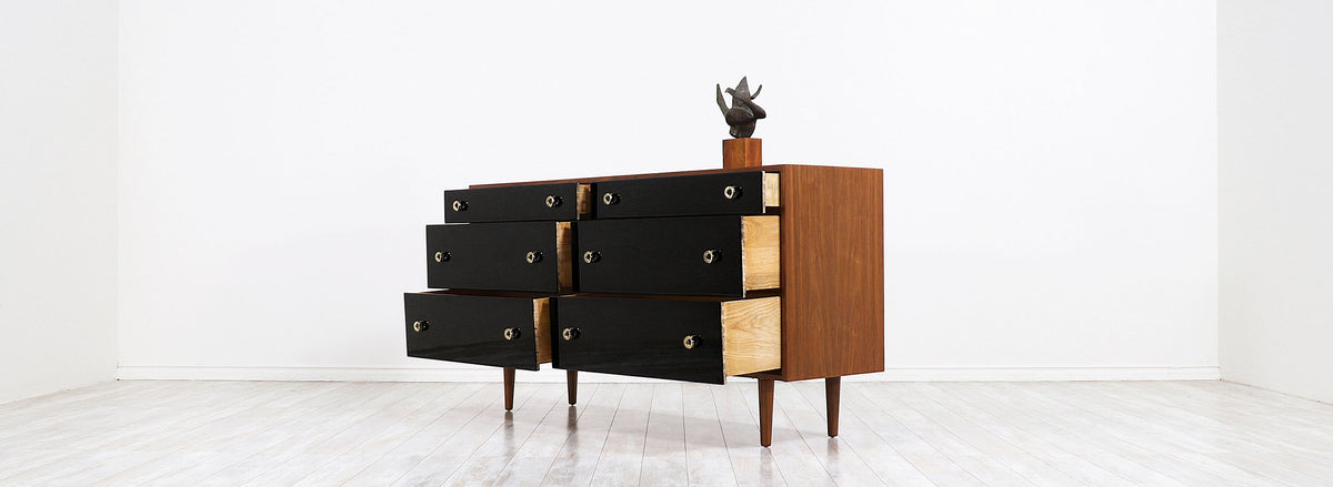 Greta M. Grossman Two-Tone Lacquered & Walnut Dresser for Glenn of California