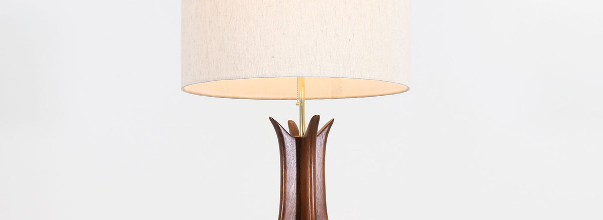 Mid-Century Walnut Table Lamp by Modeline