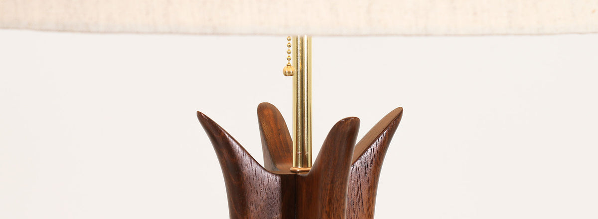 Mid-Century Walnut Table Lamp by Modeline