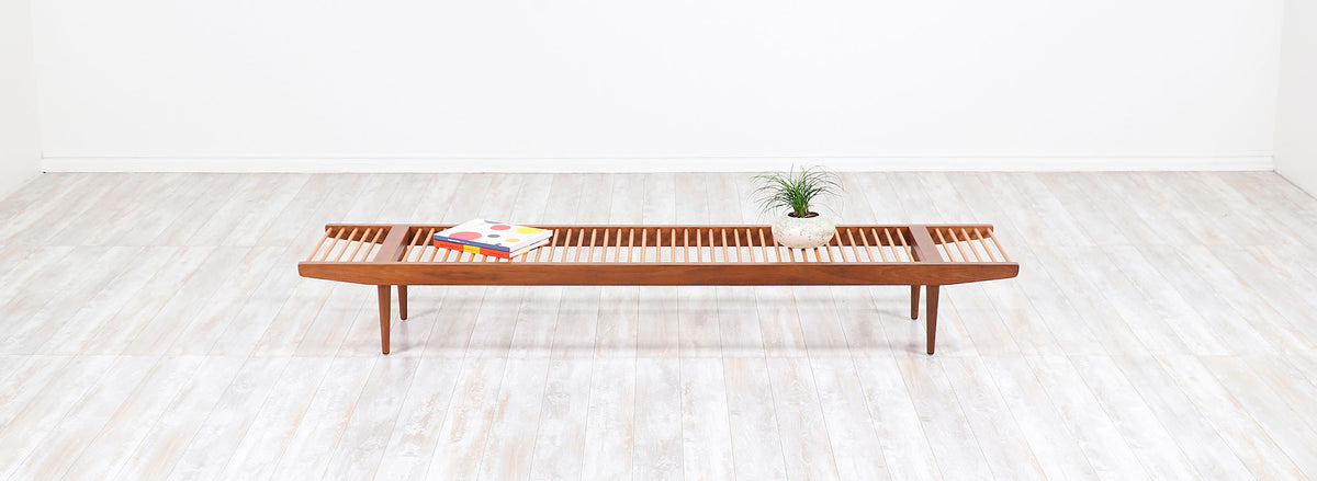 California Modern Large Dowel Bench by Milo Baughman for Glenn of California