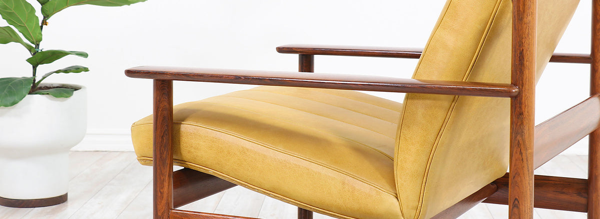 Sven Ivar Dysthe Model-1001 Rosewood & Leather Lounge Chair for Dokka Møbler
