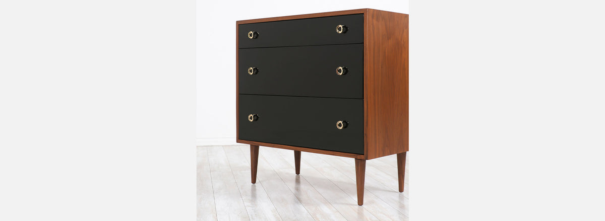 Pair Greta M. Grossman Two-Tone Lacquered & Walnut Chests for Glenn of California
