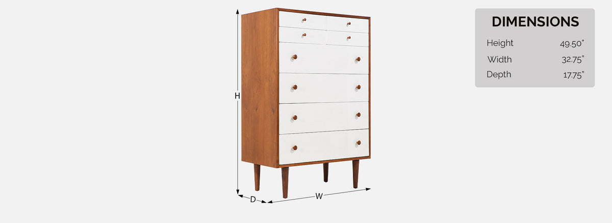 Milo Baughman Two-Tone Lacquered & Walnut Chest of Drawers for Glenn of California