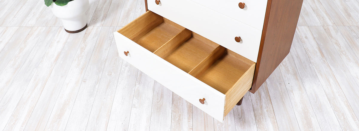 Milo Baughman Two-Tone Lacquered & Walnut Chest of Drawers for Glenn of California