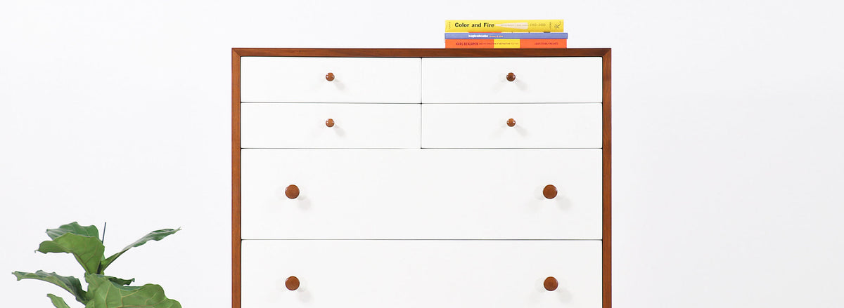 Milo Baughman Two-Tone Lacquered & Walnut Chest of Drawers for Glenn of California