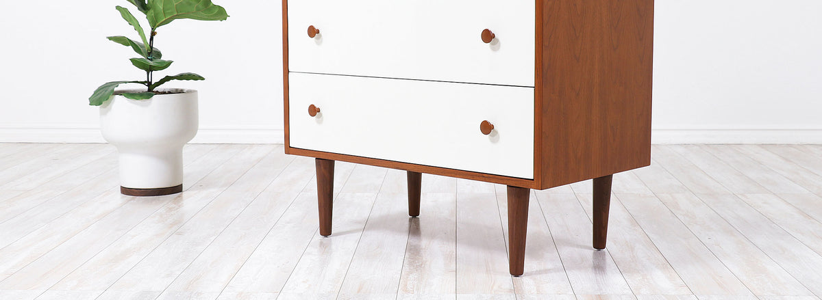 Milo Baughman Two-Tone Lacquered & Walnut Chest of Drawers for Glenn of California