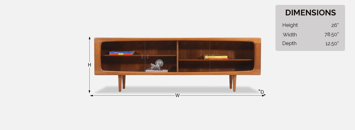 Johannes Andersen Low Profile Teak Credenza for Uldum Møbelfabrik