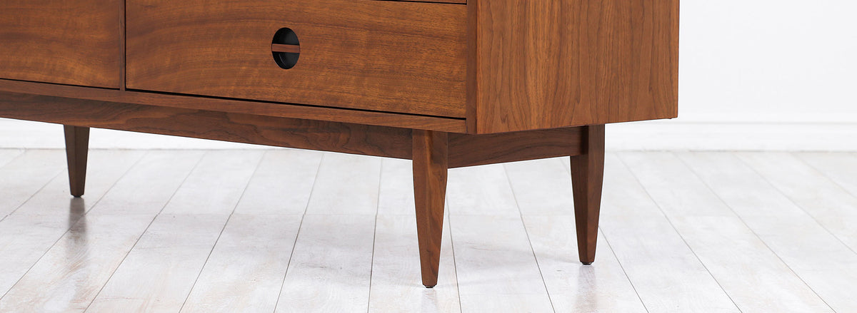 Mid-Century Modern Dresser with Lacquered Bowtie Style Drawers