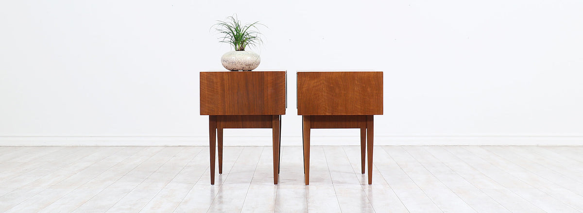 Mid-Century Modern Night Stands with Lacquered Bowtie Style Drawers